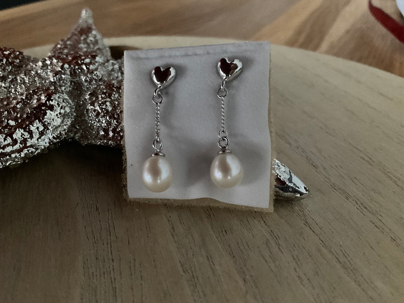 Classic real pearl stud earrings, silver pearl stud earrings, bridal jewelry, pearl jewelry, freshwater pearl earrings, silver earrings image 7