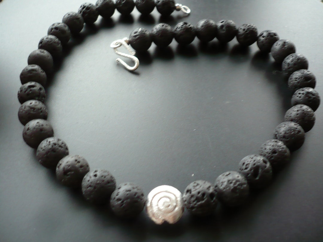 Lava Stone Necklace,handmade Lava Stone Necklace,black Stone Necklace ...