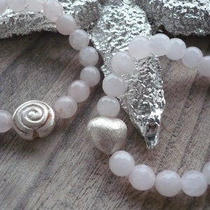 Handmade bracelet with rose quartz stones, rose quartz bracelet, pearl band rose, gemstone bracelet, gemstone jewelry