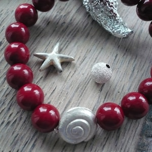 Pulsera de coral de espuma roja, pulsera hecha a mano con coral de espuma roja, coral traído, joyería hecha a mano, regalo para usted,