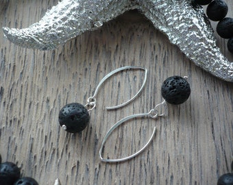 Real silver lava stone, earrings, silver earrings with lava stone, modern silver earrings, lava stone studs, lava jewelry, handmade