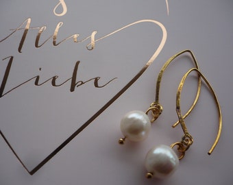 Handgefertigte Echt Silber vergoldete Süßwasser Perlen Ohrhänger,Brautschmuck,Perlen Schmuck Hochzeit,moderne Perlen Ohrhänger,Geschenk,