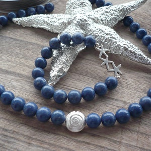 Handmade blue foam coral necklace, real silver intermediate part, unique piece, summer jewelry, gift maritime jewelry