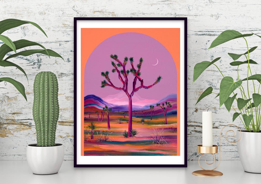 Abstract Joshua Tree Joshua Tree Art Print | Desert Moon, Abstract Landscape Giclee - Etsy