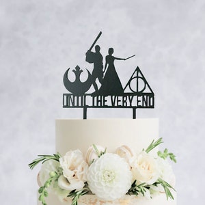 Until the Very End Cake Topper - Jedi and Witch Wedding Cake Topper, Star Wars wedding topper, wedding cake topper