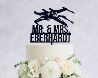 X-wing Star Wars Cake Topper, Star Wars Wedding Custom Topper, Wooden Wedding, Personalized star wars wedding