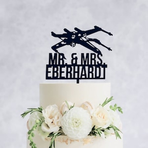X-wing Star Wars Cake Topper, Star Wars Wedding Custom Topper, Wooden Wedding, Personalized star wars wedding
