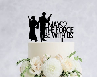 Que la force soit avec nous Décoration de gâteau - Icônes Star Wars, décoration de gâteau de mariage en bois, décoration de gâteau de mariage Star wars et mariage Star wars