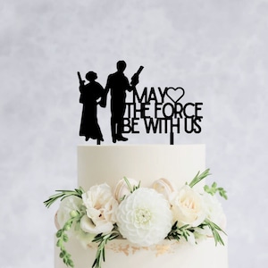 May the Force Be With Us Cake Topper - Star Wars Icons, Wood Wedding Cake Topper, Star wars wedding cake topper, Star wars Wedding