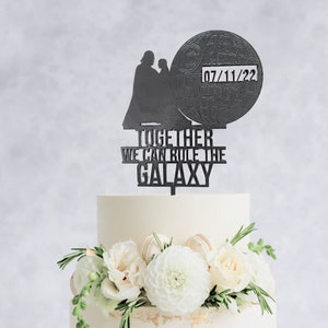 Darth Vader and Padme - Star Wars Cake topper, Death Star Wooden Wedding Cake Topper, Personalized Wedding Cake Topper, star wars wedding