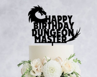 Dungeon Master Birthday Cake Topper, Dungeons and dragons Wooden Birthday Cake Topper, Custom Cake Topper, Birthday Cake Topper