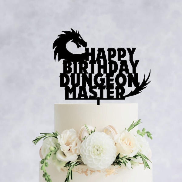 Dungeon Master Birthday Cake Topper, Dungeons and dragons Wooden Birthday Cake Topper, Custom Cake Topper, Birthday Cake Topper