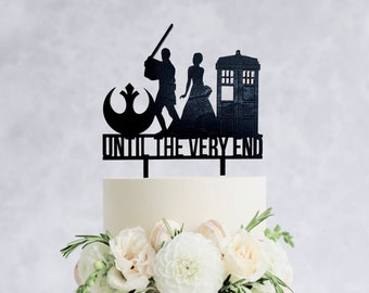 Until the Very End Cake Topper - Jedi and Witch Wedding Cake Topper, Star Wars wedding topper, wedding cake topper