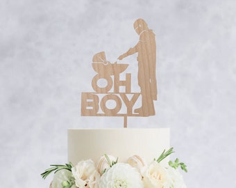 Décoration de gâteau OH BOY - Star Wars - décoration de gâteau en bois pour baby shower, baby shower Star Wars, c'est un garçon