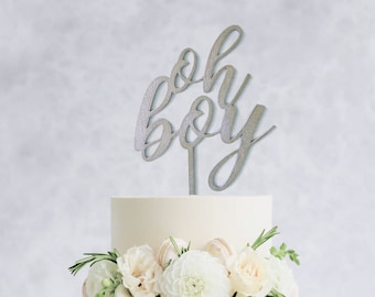 Oh Boy Cake Topper - Wooden Baby Shower Cake Topper, Baby Boy Cake topper, Rustic Baby Shower Cake topper