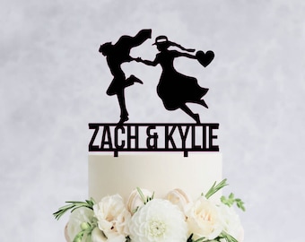 Custom Anime Wedding Cake Topper, Howl's Moving Castle wedding cake topper, Wooden Wedding Cake Topper, Nerdy wedding, Wood cake topper