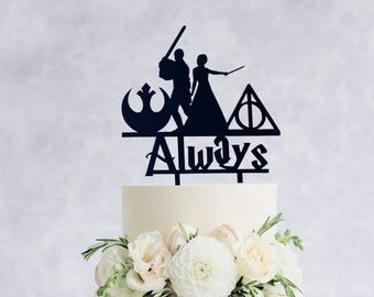 Always Star Wars Cake Topper - Jedi and Wizard Wedding Cake Topper, Star Wars wedding topper, wedding cake topper