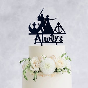 Always Star Wars Cake Topper - Jedi and Wizard Wedding Cake Topper, Star Wars wedding topper, wedding cake topper