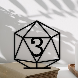 Dice Table Numbers - Wooden Table Numbers DnD Dungeons & Dragon inspired wedding