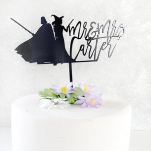 Mr & Mrs  Cake Topper - Darth Vader and Witch Wedding Cake Topper, starwars wedding decor, star wars wedding cake topper, star wars wedding