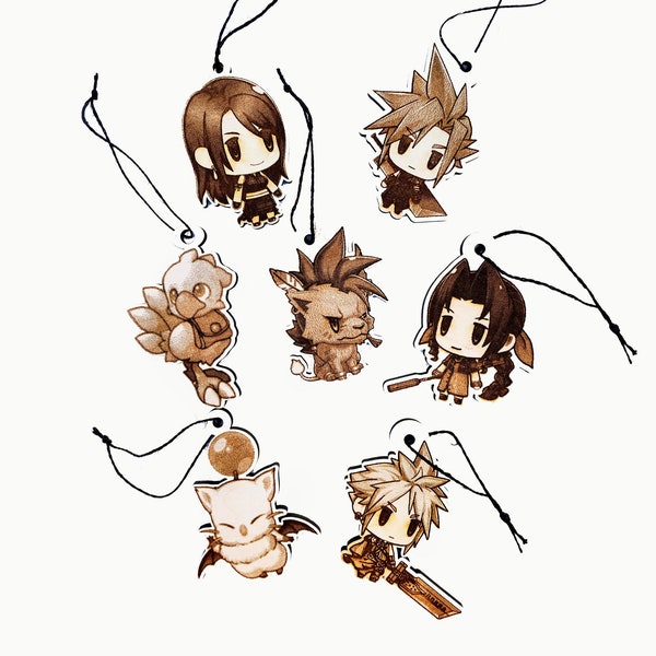 Final Fantasy 7 Inspired Wood Air Fresheners - Car Scented Diffuser, Add your own Scented Car Diffuser, Hanging Car Diffuser