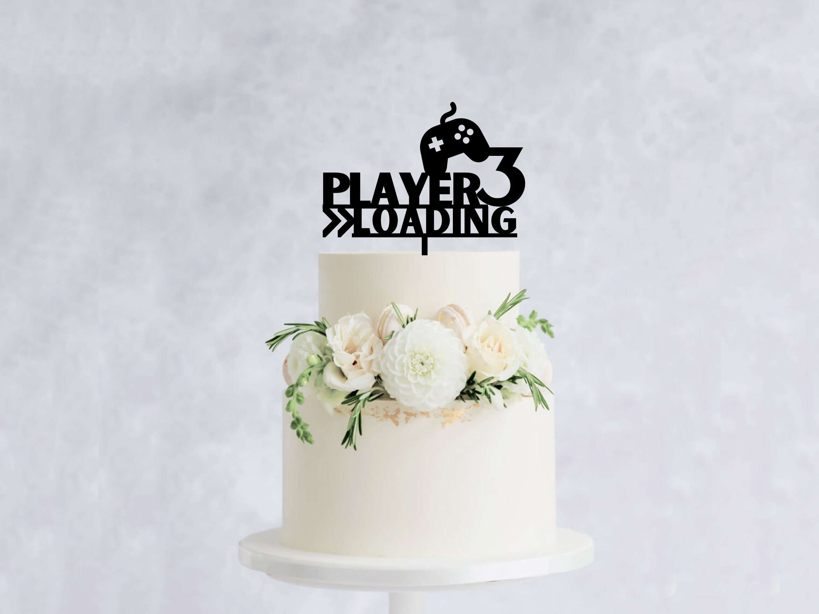 Player 3 Loading Cake Topper - Baby shower topper, Gamer Cake Topper, Game controller topper