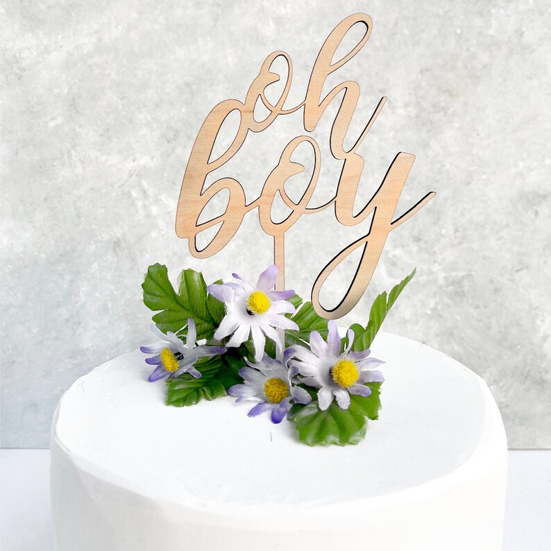 Oh Boy Cake Topper Wooden Baby Shower Cake Topper Baby Boy Etsy