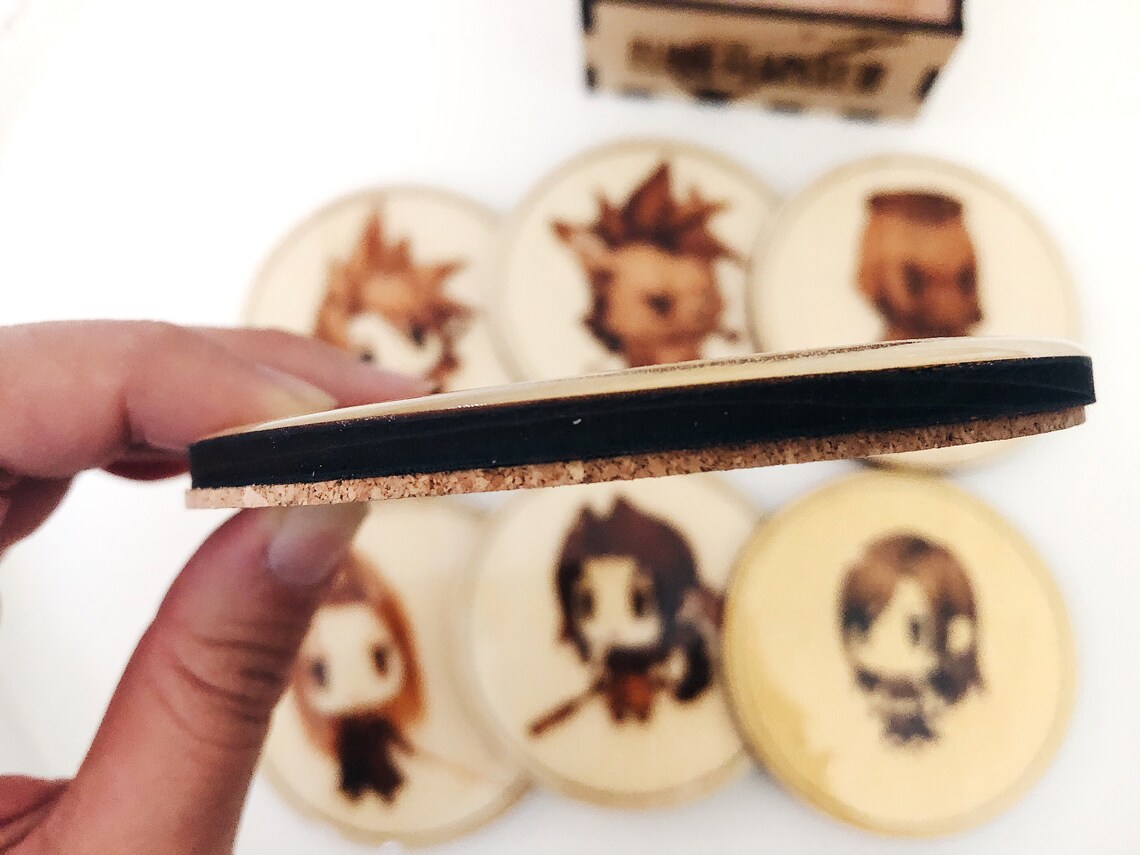 Final Fantasy 7 Inspired Coasters wood with cork backing Etsy
