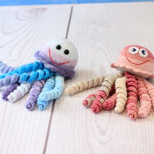 2 in 1 crochet pattern jellyfish jellyfish rattle Sea Creatures toy pattern amgurumi pdf Nursery decor pattern Easy Instructions jellyfish image 9