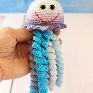 2 in 1 crochet pattern jellyfish jellyfish rattle Sea Creatures toy pattern amgurumi pdf Nursery decor pattern Easy Instructions jellyfish image 5