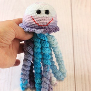 2 in 1 crochet pattern jellyfish jellyfish rattle Sea Creatures toy pattern amgurumi pdf Nursery decor pattern Easy Instructions jellyfish image 6