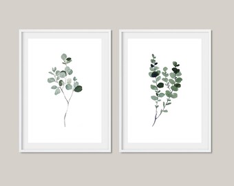 Eucalyptus Watercolor Print Set: Botanical Gallery Wall Art