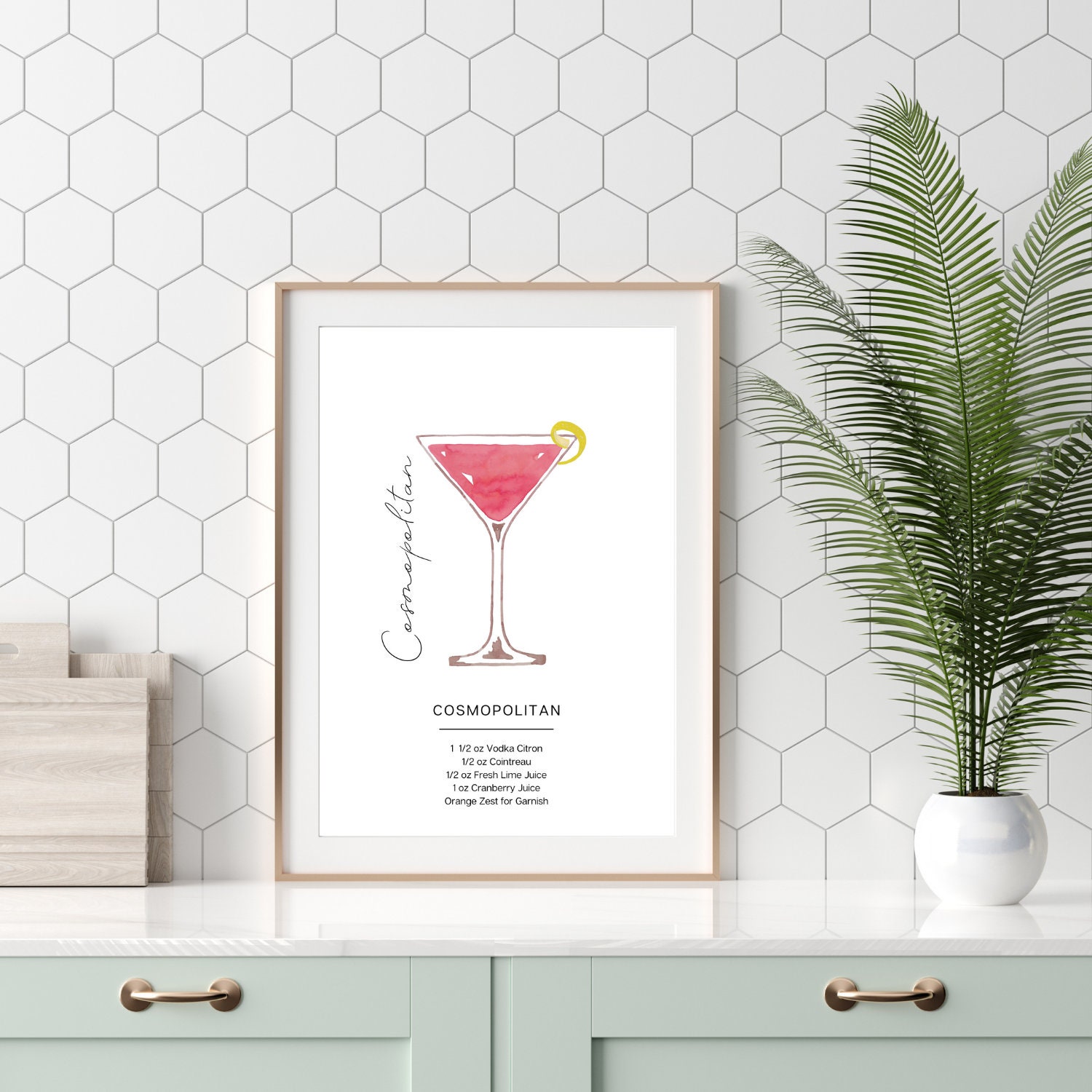 Cocktail Print | Kitchen Decor | Kitchen Print | Wall Art | Cocktail Art | Cocktail Recipe ...