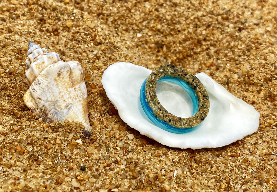 Resin beach themed ring beach jewelry sand ringsand Etsy