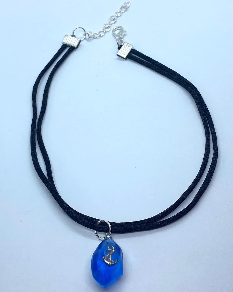 Sea anchor choker,Marine choker,nautical necklace,sailor jewelry,seaman jewelry,blue choker,adjustable choker,gold anchor,resin choker