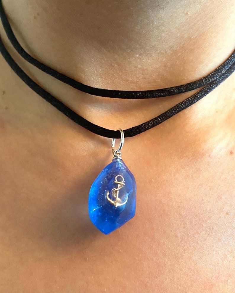 Sea anchor choker,Marine choker,nautical necklace,sailor jewelry,seaman jewelry,blue choker,adjustable choker,gold anchor,resin choker