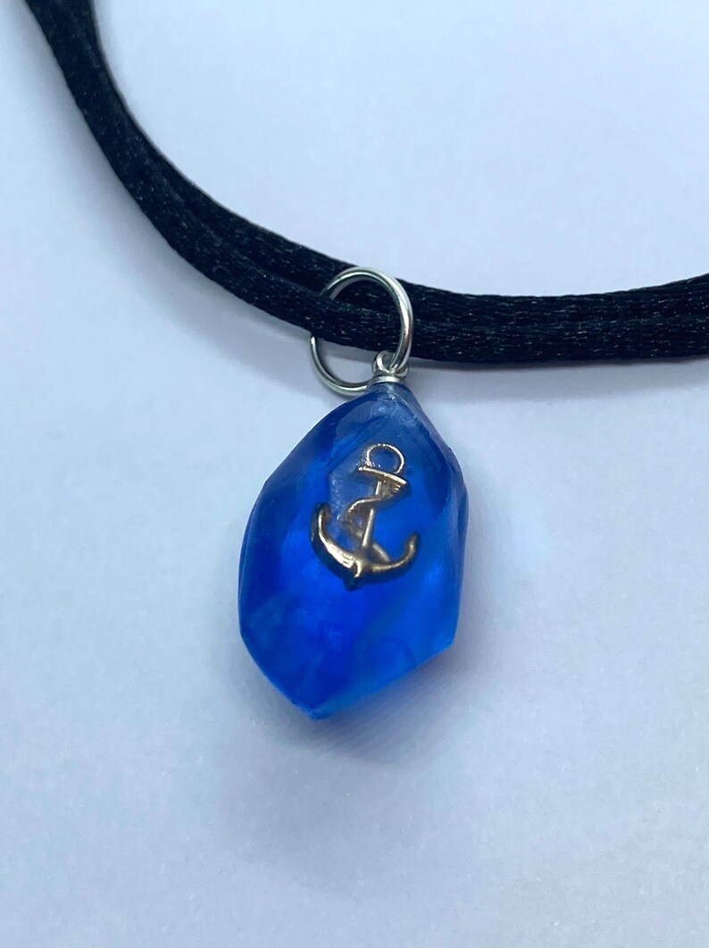 Sea anchor choker,Marine choker,nautical necklace,sailor jewelry,seaman jewelry,blue choker,adjustable choker,gold anchor,resin choker