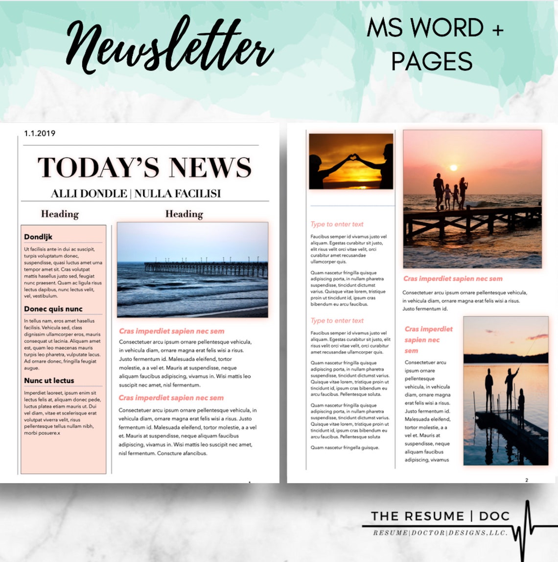 free newsletter templates for pages