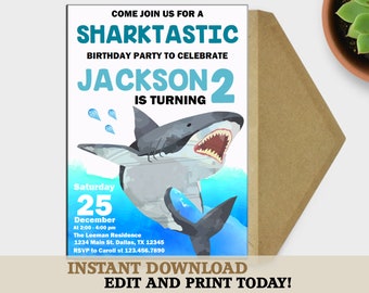 shark invitation etsy