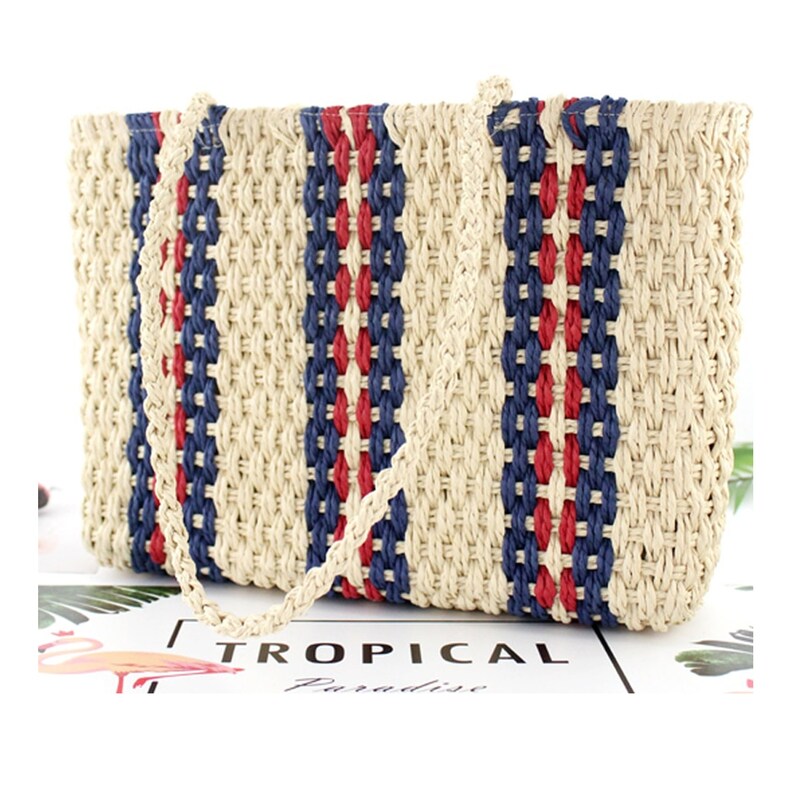 Straw Bag Vintage Straw Beach Bag Straw Tote Straw Bag Zipper Etsy