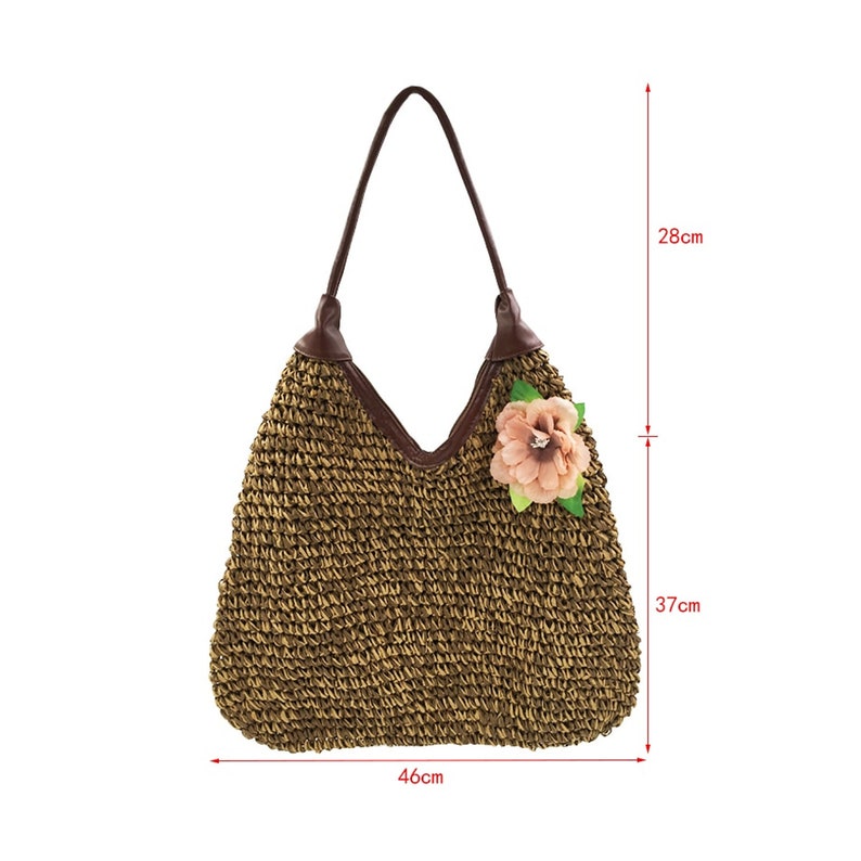 Straw Bag Zipper Straw Bag Vintage Straw Purse Straw Leather Etsy