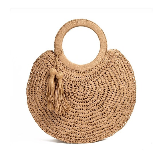 Straw Beach Bag With Handbag Straw Bag Handmade Straw Bag - Etsy