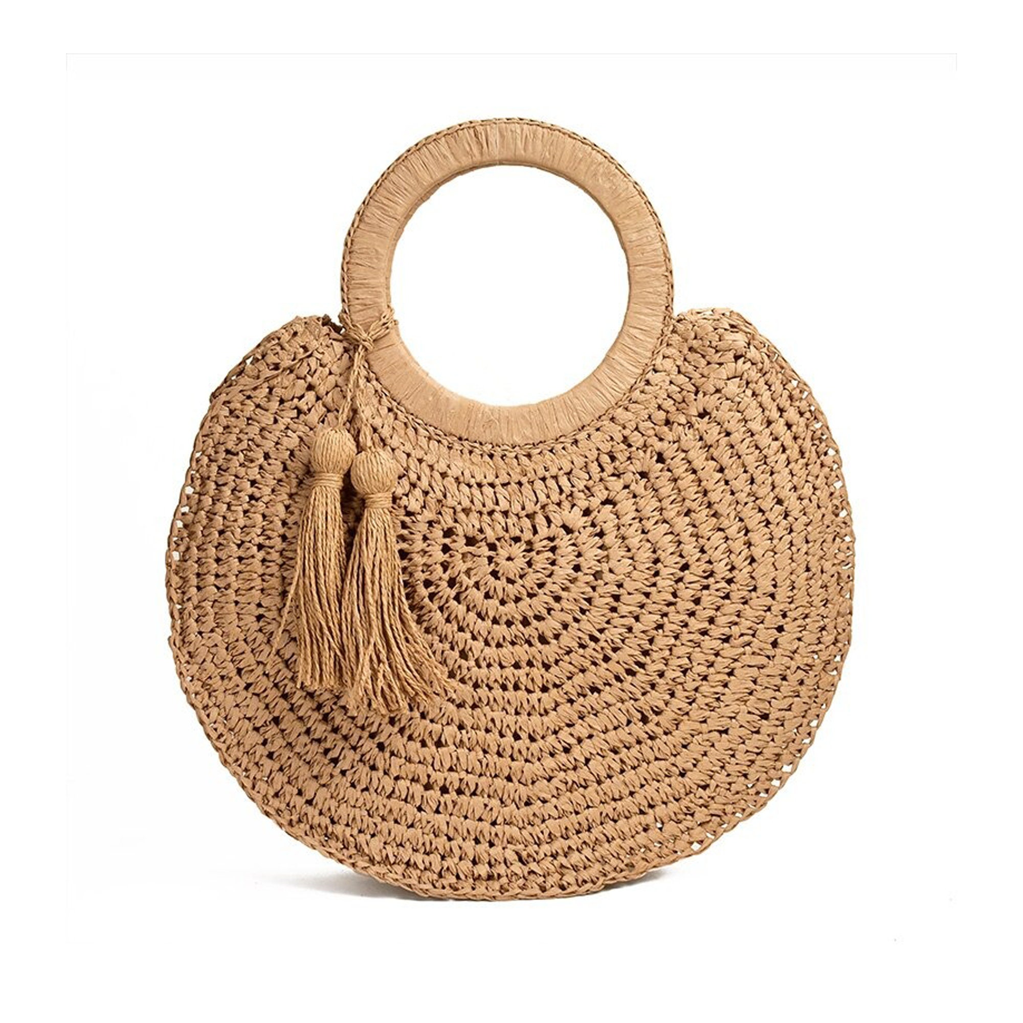 Straw Beach Bag With Handbag Straw Bag Handmade Straw Bag Etsy