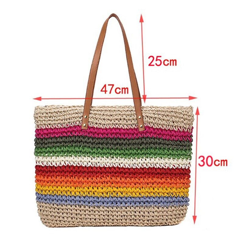 Straw Bag With Zipper Straw Beach Bag With Zipper Straw Etsy