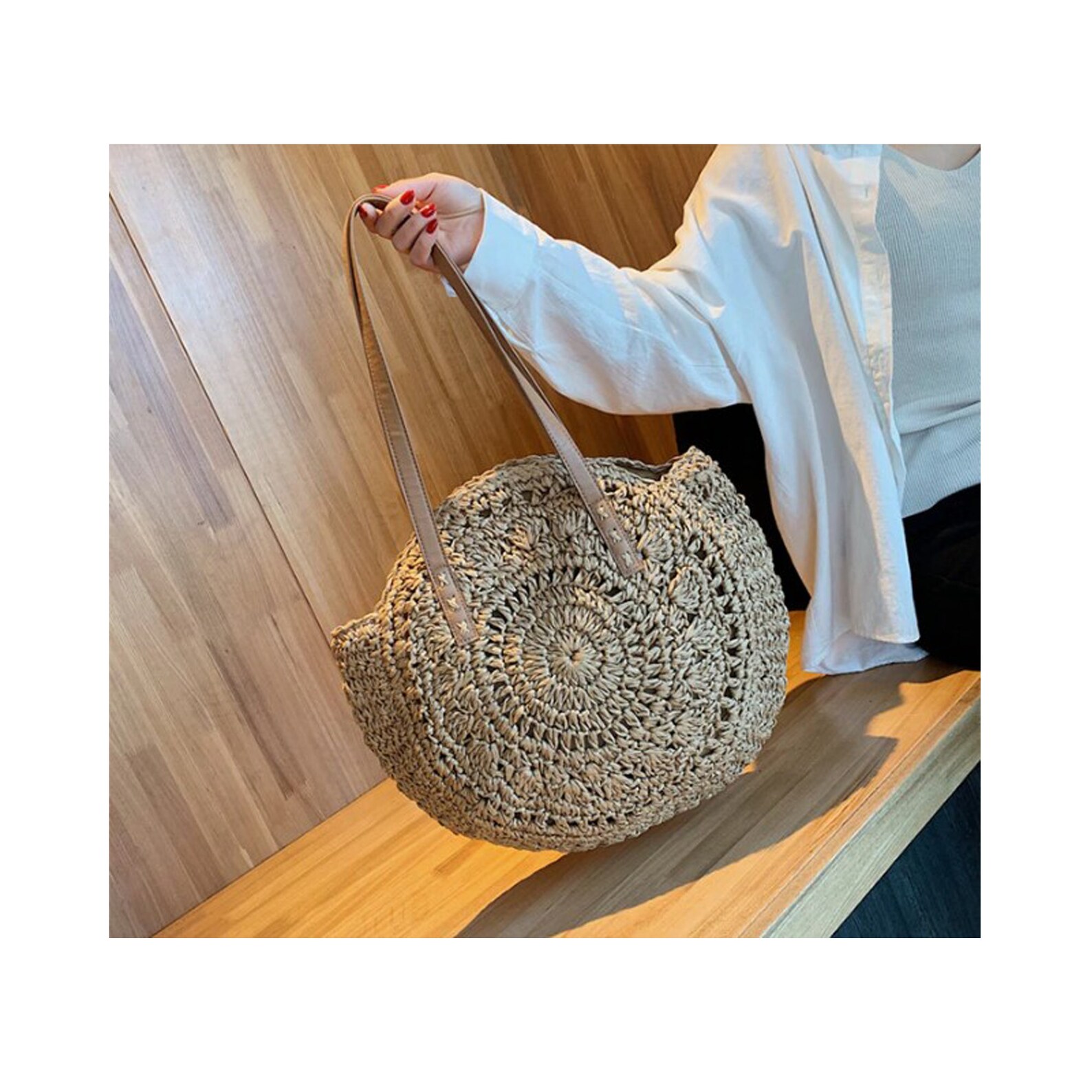 Straw Bag Round Straw Bag Vintage Straw Beach Bag Straw Bag Etsy