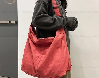 Bolsos cruzados de lona grandes para mujer con cremallera, bolso escolar para estudiantes, bolso de hombro de capacidad a la moda