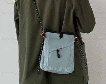 Kleine Crossbody Tas met ritssluiting, Canvas Square Messenger Bag Dames, Minimalistische Telefoontas, Sling Bag, Terug naar School, Crossbody Portemonnee