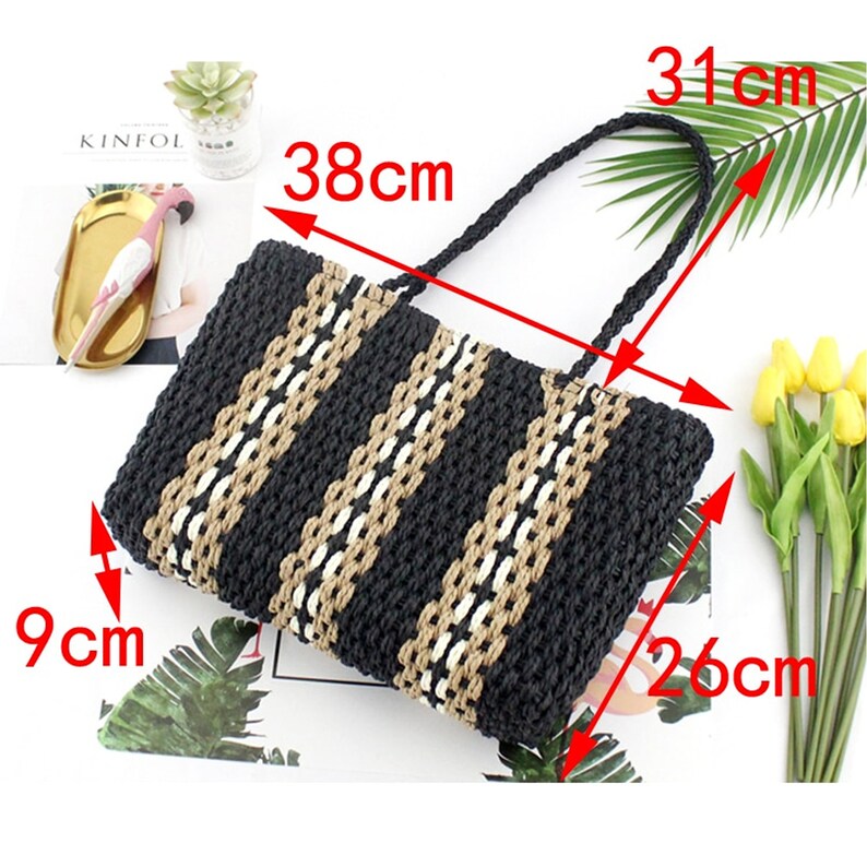 Straw Bag Vintage Straw Beach Bag Straw Tote Straw Bag Zipper Etsy