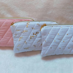 Borsa per il trucco - Piccola pochette - Pochette trapuntata - Tessuti Oeko-tex - Ecologico