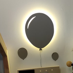 Gray balloon lamp for kids, Nursery LED light, Night baby room decor lamp, Kinderzimmerlampe, Minimalistisch, Nachtlicht, Wandlampe